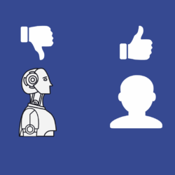 Icons of a robot with a thumbs down above it and a human with a thumbs up above them.