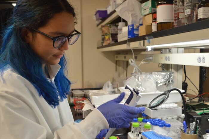 Mini-UROP participant Iraira Rivera Rojas works in the Marelli Lab in CEE.