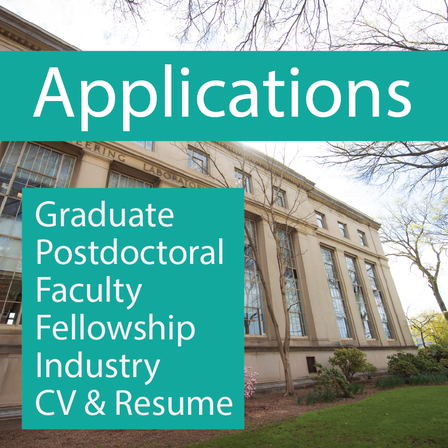 Applications: resources for applying to graduate school, postdoc fellowship, faculty positions, and improving your CV & Resume