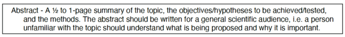 Abstract instructions from PhD Program Guide