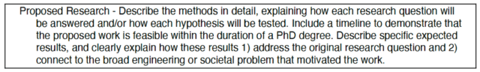 The instructions for the Proposed Research section of the PhD Proposal from the CEE PhD Program Guide.